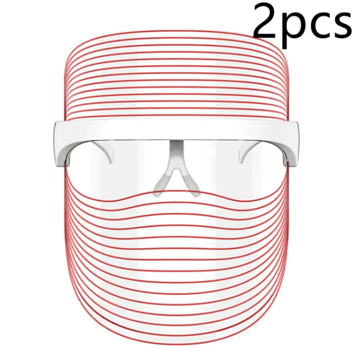Clear face shield with red stripes and white frame, labeled '2pcs' on a white background
