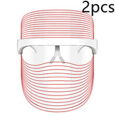 Clear face shield with red stripes and white frame, labeled '2pcs' on a white background
