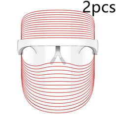 Clear face shield with red stripes and white frame, labeled '2pcs' on a white background