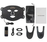 LED facial mask set with accessories on a white background